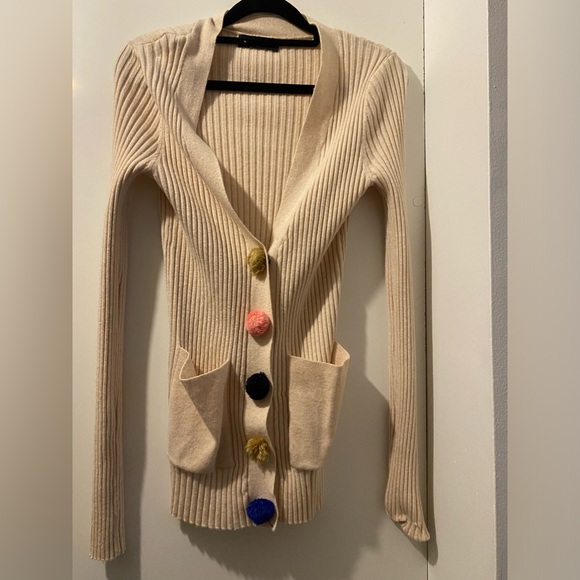 Few Moda Pom Pom Snap Button Ribbed Cardigan - Picture 2 of 8